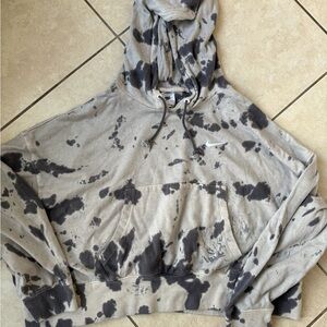 Nike Gray and Black Tie-Dye swoosh hoodie